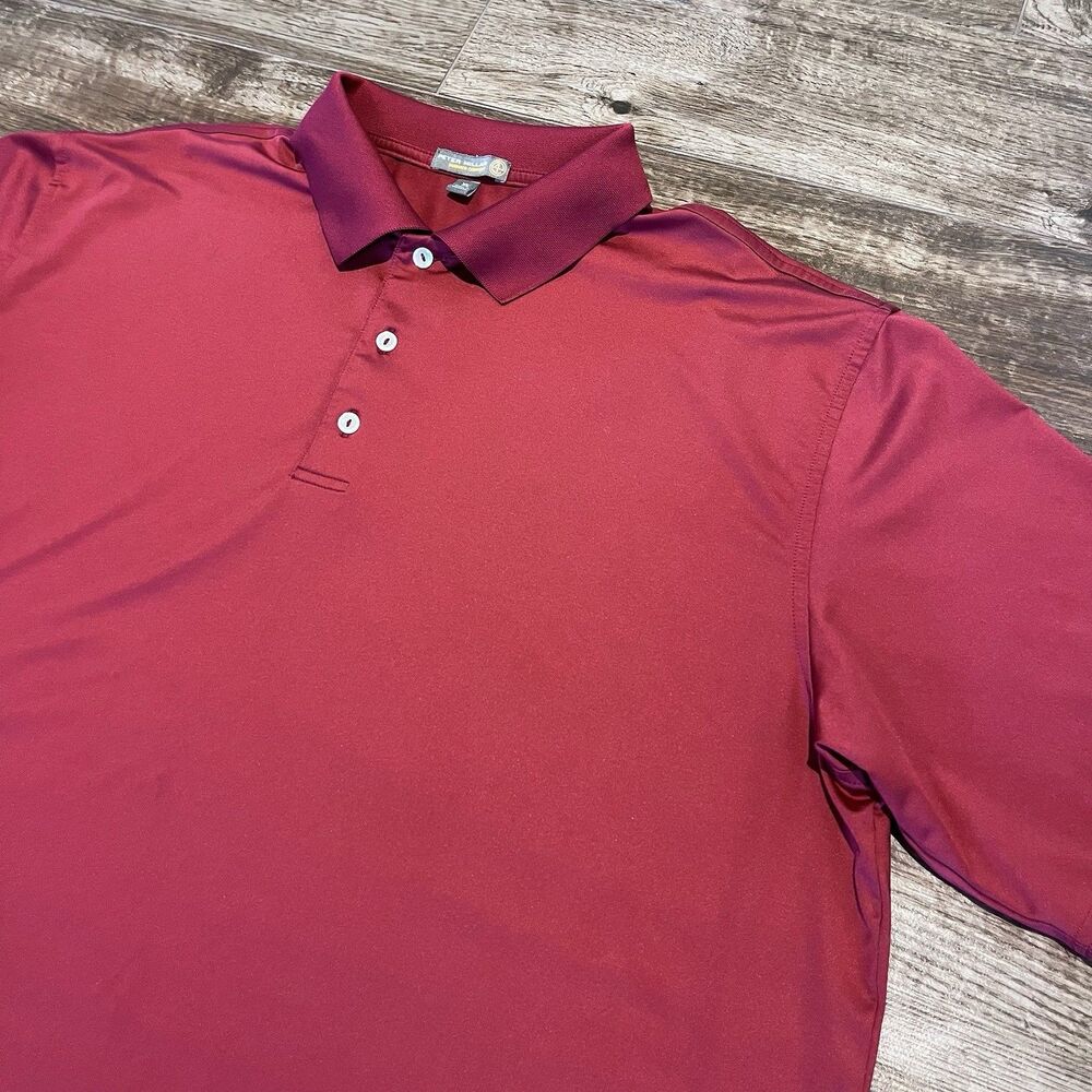Peter Millar Summer Comfort Polo Shirt Mens XL Solid Red Golf No Course Logo